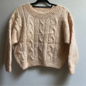 Sonneur Design by Suzuya Mohair Wool fuzzy Cable knit sweater Sz S/M 20” PTP
